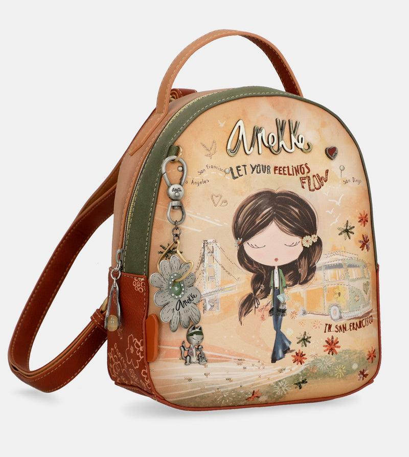 Anekke Peace & Love camel small backpack