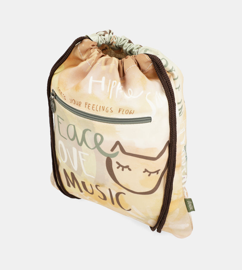 Anekke Peace & Love Fabric Drawstring Backpack