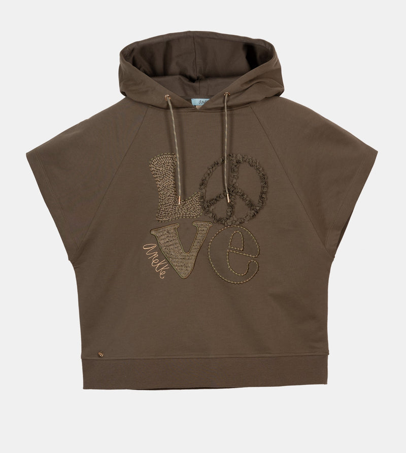 Anekke Peace & Love Green Sleeveless Sweatshirt