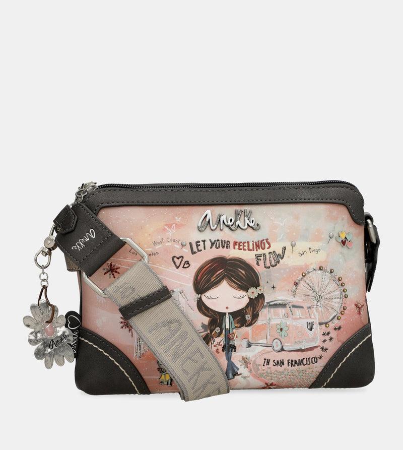 Anekke Peace & Love Pink 2-compartment Crossbody Bag