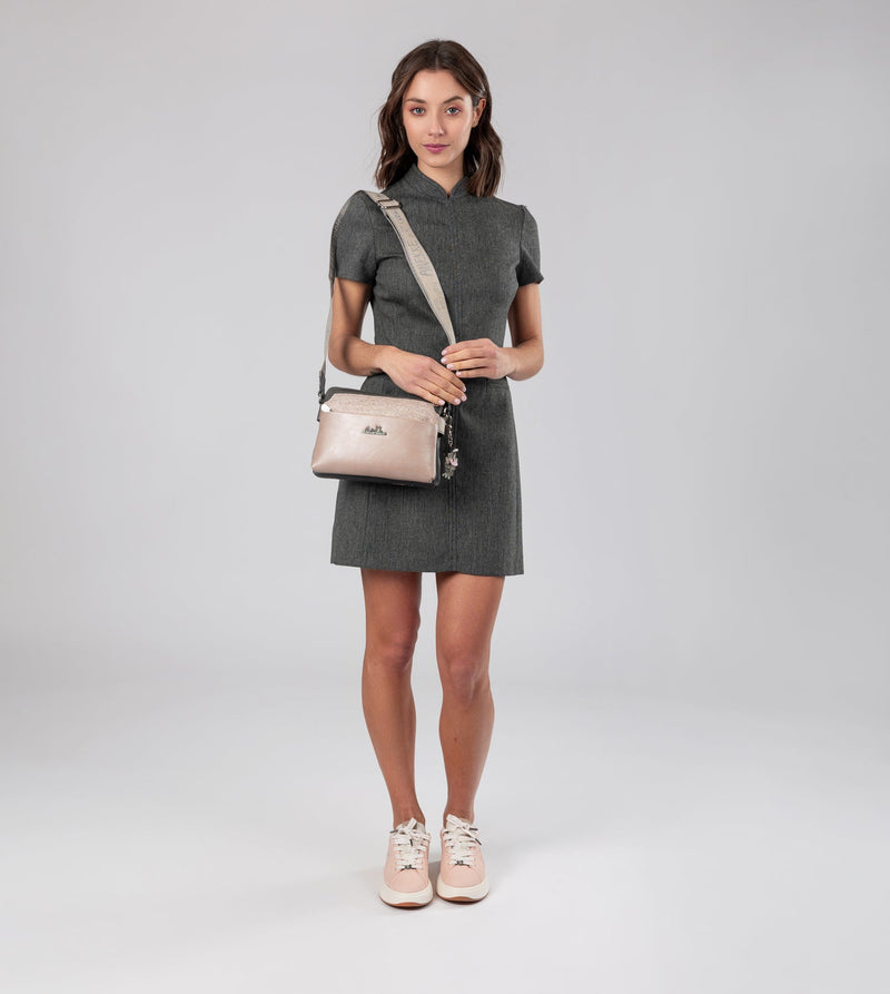 Anekke Peace & Love Pink 2-compartment Crossbody Bag