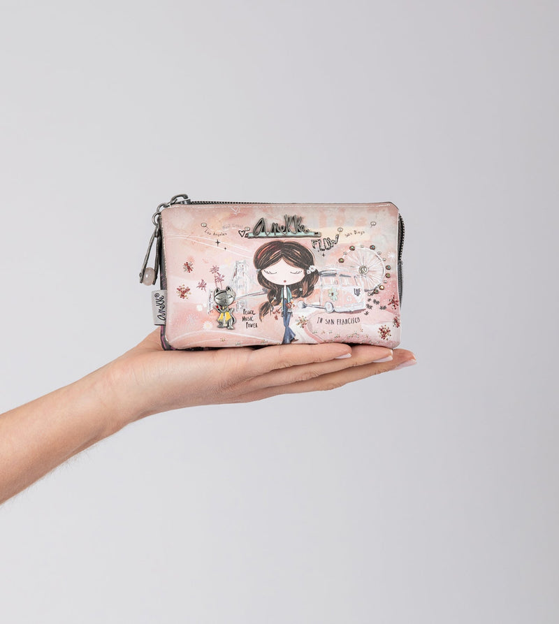 Anekke Peace & Love Pink 3-compartment Coin Purse