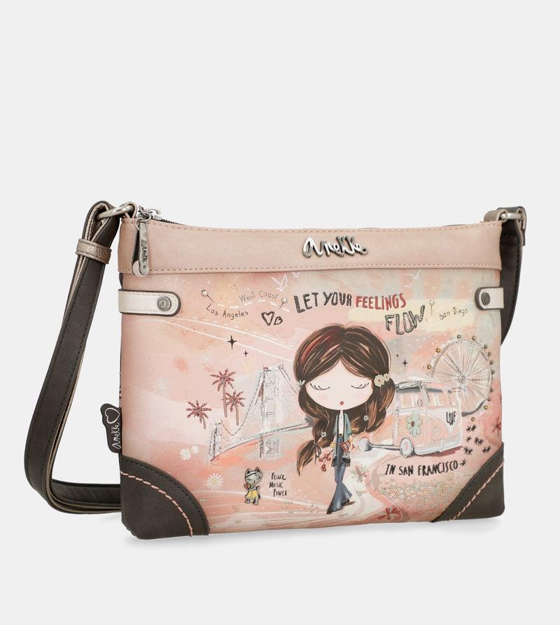 Anekke Peace & Love pink medium crossbody bag