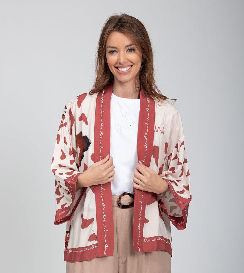 Anekke Red short kimono