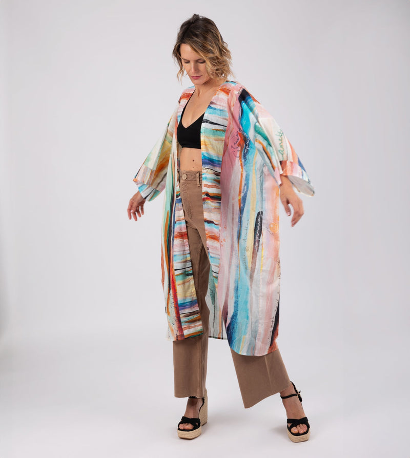 Anekke Studio printed long kimono