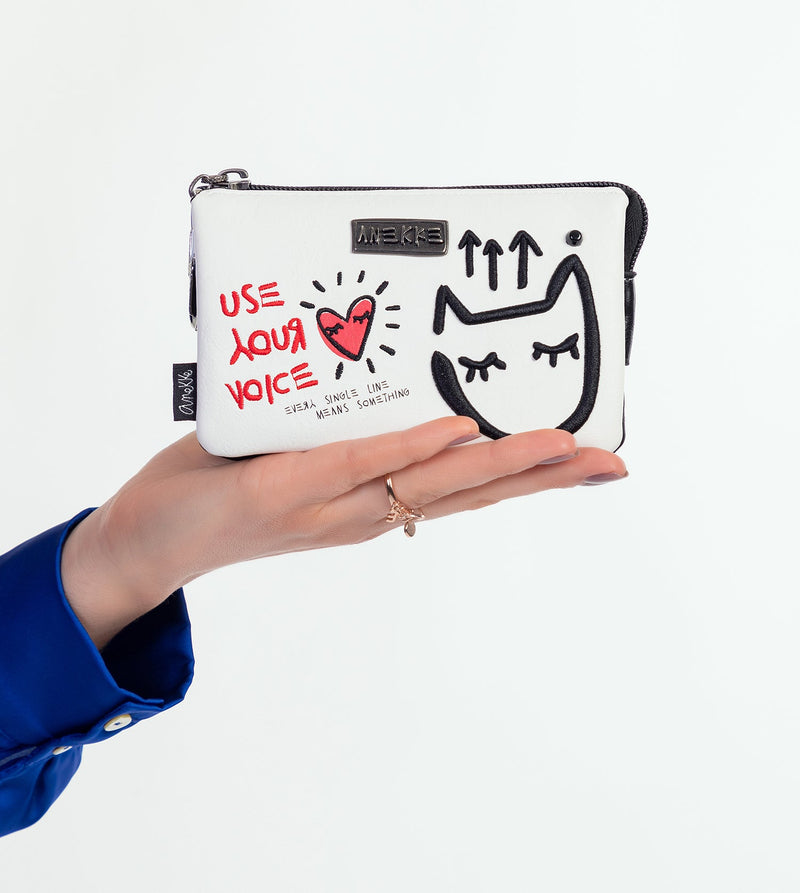 Anekke White Triple Compartment Purse Energy