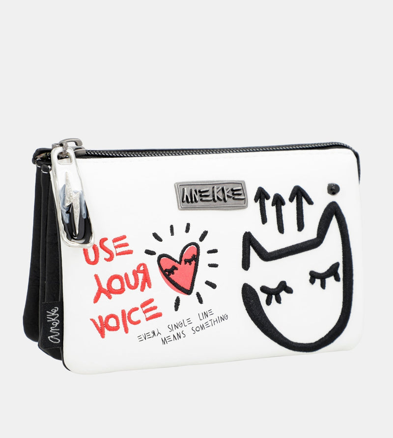 Anekke White triple compartment purse Energy