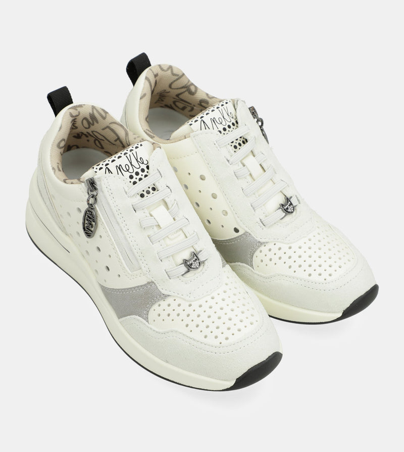 Anekke White Wedge Sneakers With Polka Dots