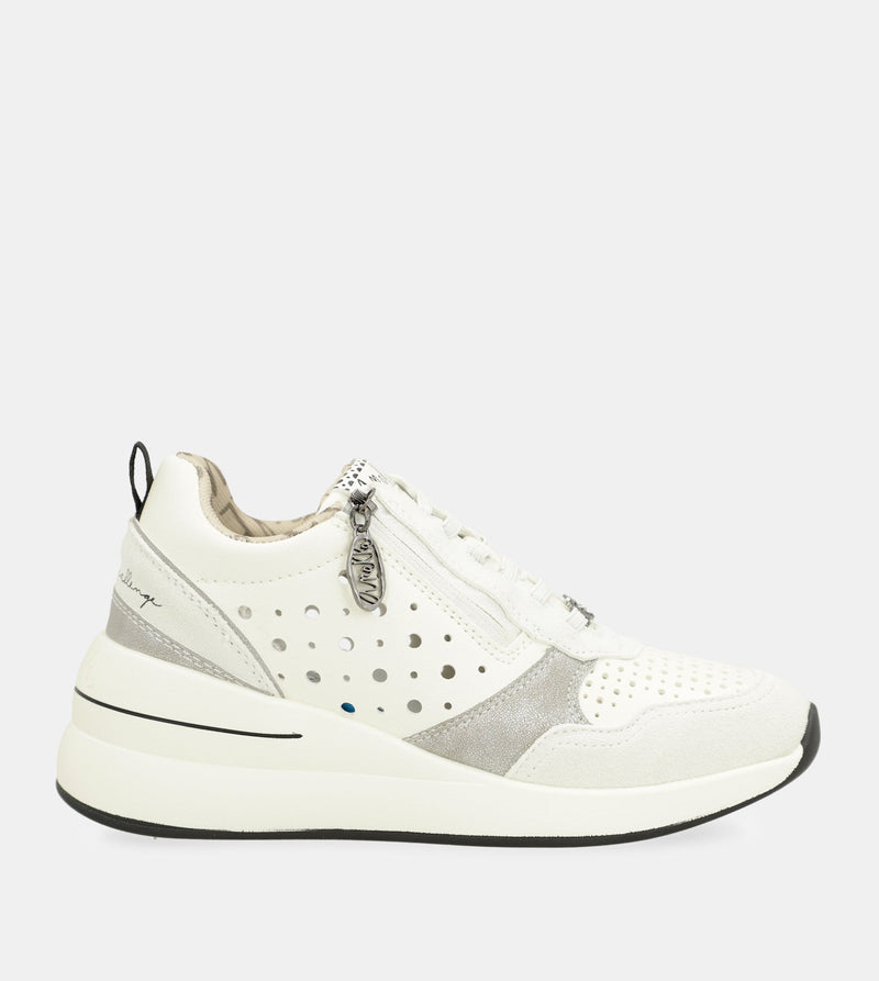 Anekke White wedge sneakers with polka dots