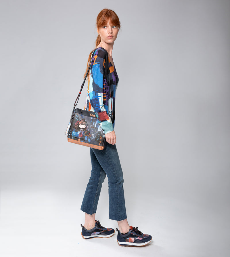 Anekke Contemporary Rectangular 3 Compartment Shoulder Bag Contemporary