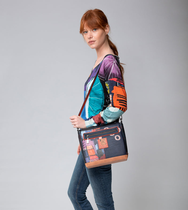 Anekke Contemporary Rectangular 3 Compartment Shoulder Bag Contemporary