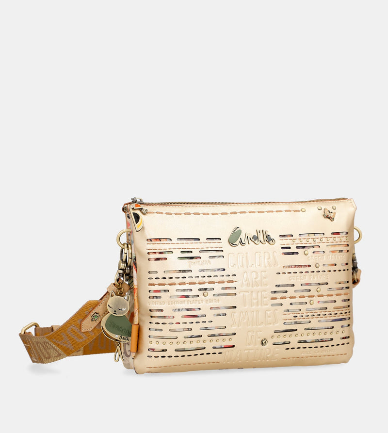 Anekke Nature Pachamama golden crossbody bag with two compartments