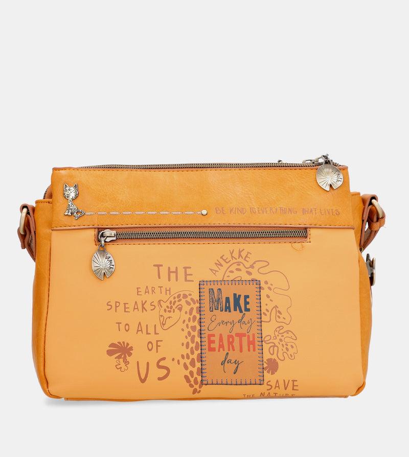 Anekke Nature Pachamama Ochre Crossbody Bag With 3 Compartments
