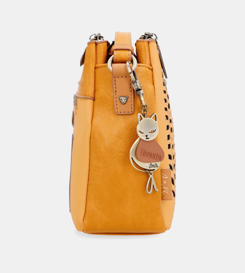 Anekke Nature Pachamama Ochre Crossbody Bag With 3 Compartments