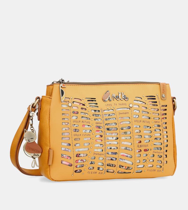 Anekke Nature Pachamama ochre crossbody bag with 3 compartments