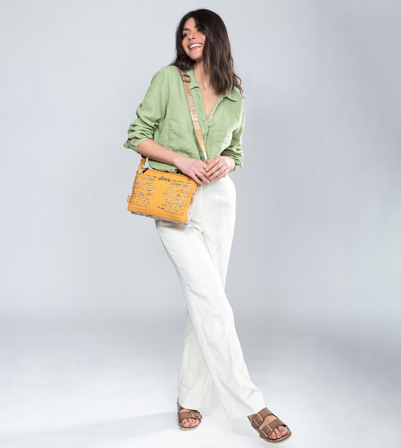 Anekke Nature Pachamama Ochre Crossbody Bag With Two Compartments