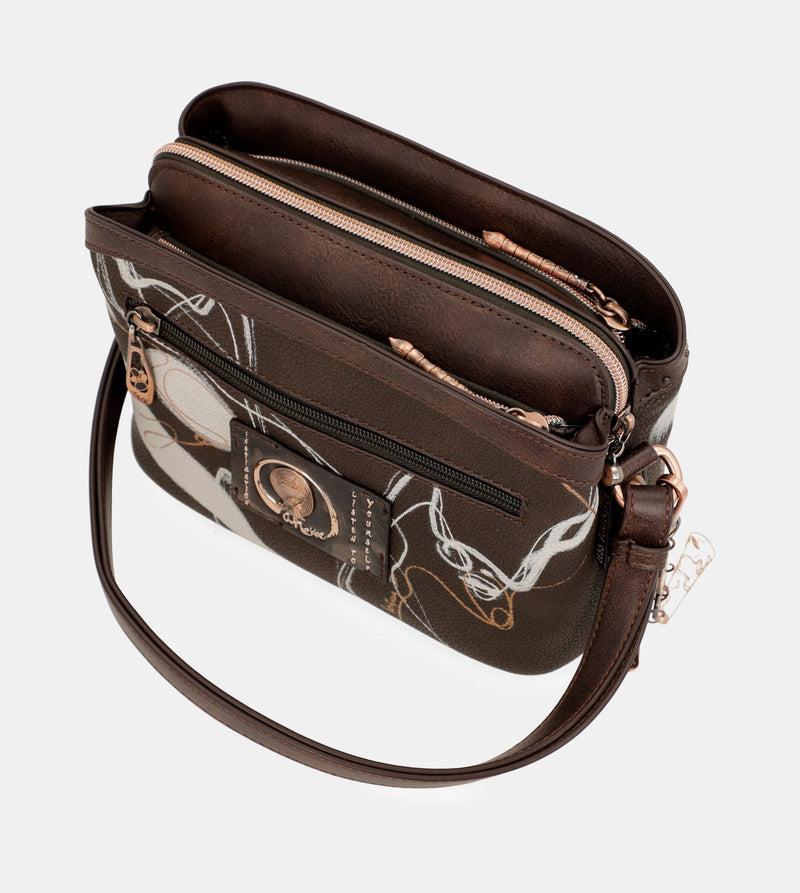 Anekke Nature Shodō Brown 3 Compartments Shoulder Bag