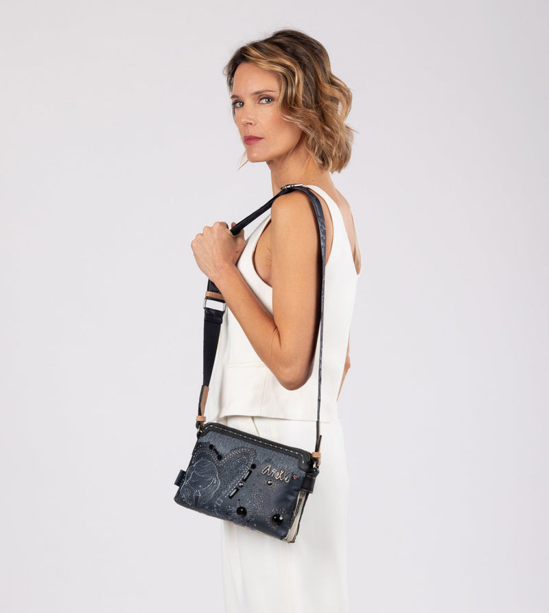 Anekke Studio navy blue 2-compartment crossbody bag