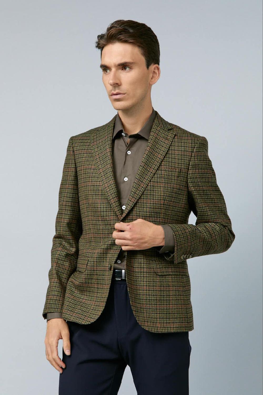 Antonio Miro AMERICANA MARRÓN CUADROS LANA