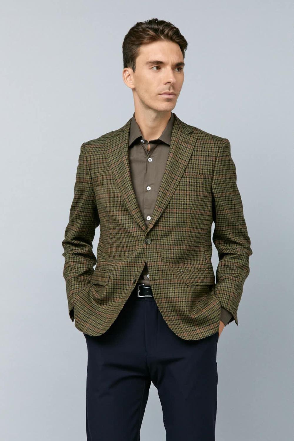 Antonio miro AMERICANA MARRÓN CUADROS LANA