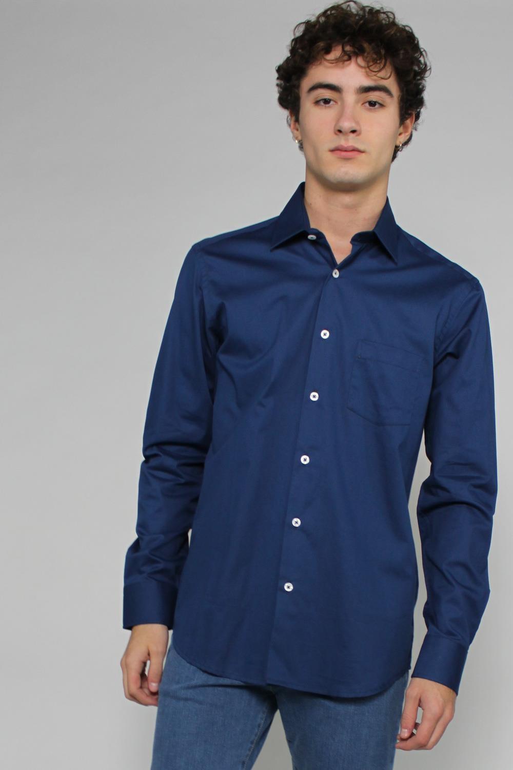 Antonio miro CAMISA ÍNDIGO BOLSILLO