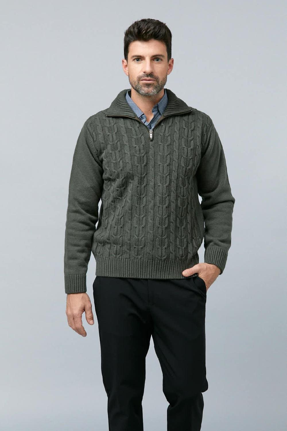 Antonio miro JERSEY CREMALLERA CUELLO POLO FOREST