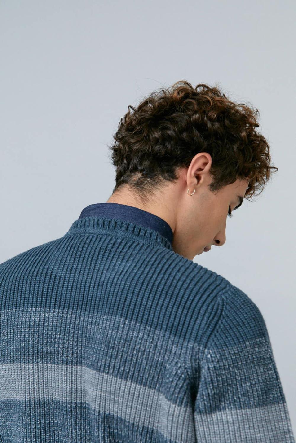 Antonio Miro JERSEY CUELLO REDONDO RAYAS AZUL/GRIS