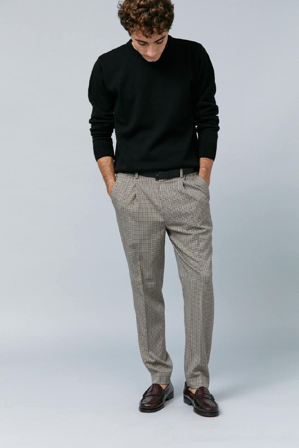 Antonio miro PANTALÓN PATA DE GALLO MARRÓN/BEIGE