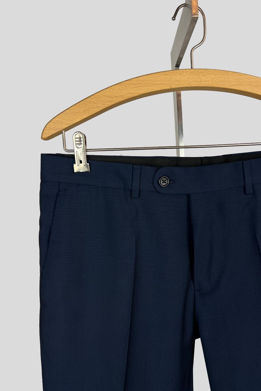 Antonio Miro TRAJE LANA MICROCUADRO AZUL