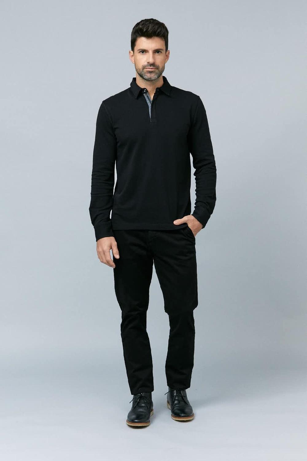 Antonio miro POLO ESTRUCTURA CUELLO CREMALLERO NEGRO