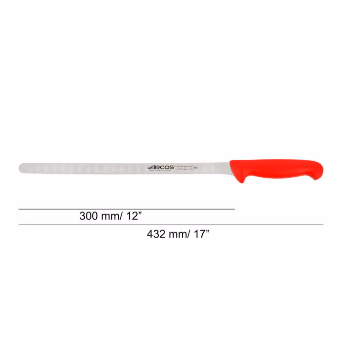Arcos Cuchillo Salmón Color Rojo Serie 2900 300 Mm