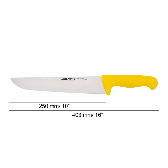 Arcos Cuchillo Carnicero Color Amarillo Serie 2900 250 Mm