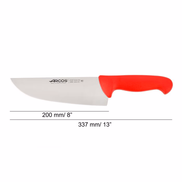 Arcos Cuchillo Carnicero Color Rojo Serie 2900 200 Mm