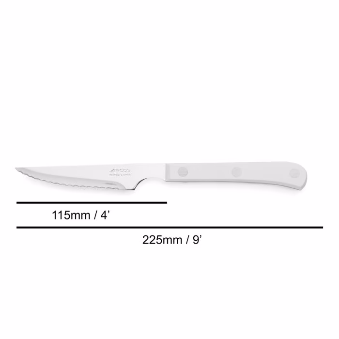 Arcos Cuchillo Chuletero Blanco Con Sierra Polioximetileno 115 Mm