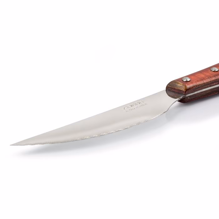 Arcos Cuchillo Chuletero Madera De Chopo Comprimida Tinte Rojo 110 Mm