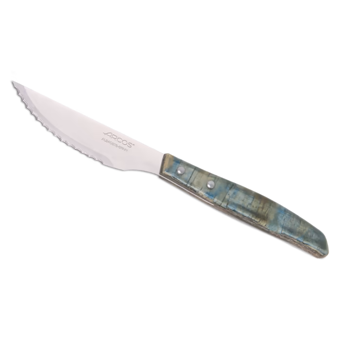 Arcos Cuchillo Chuletero Madera de Chopo Comprimida Tinte Azul 110 mm