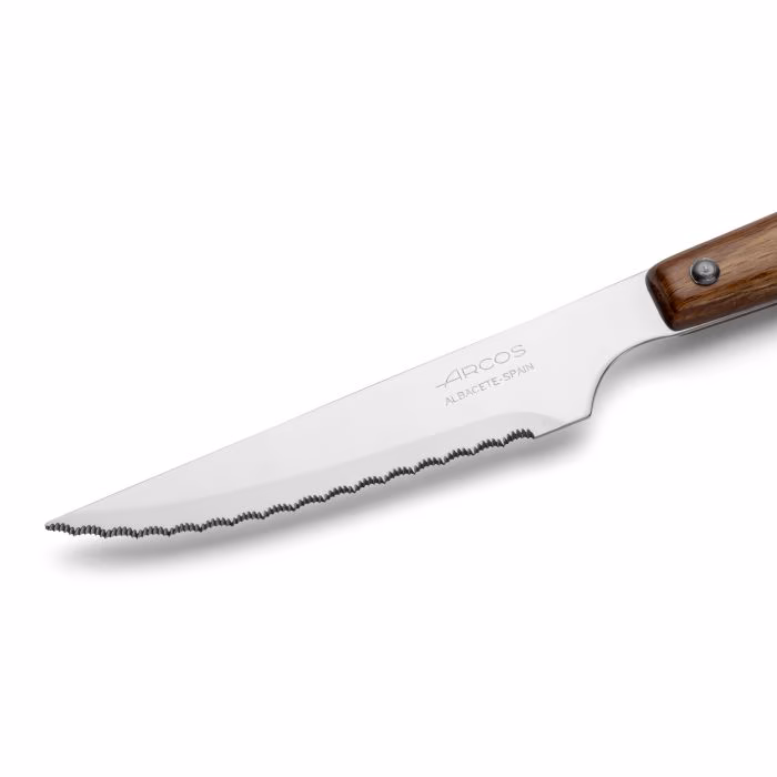 Arcos Cuchillo Chuletero Madera Haya Comprimida Con Sierra 105 Mm