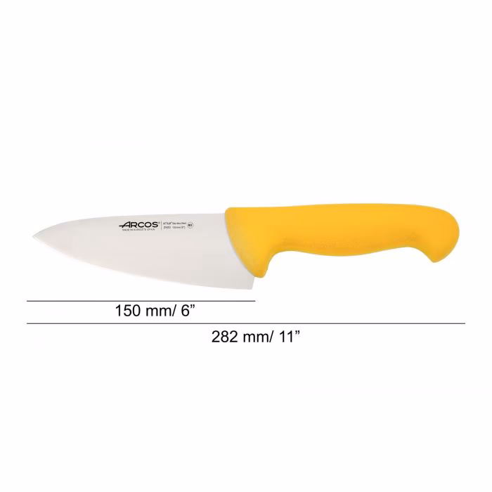 Arcos Cuchillo Cocinero Color Amarillo Serie 2900 150 Mm