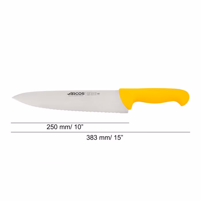 Arcos Cuchillo Cocinero Color Amarillo Serie 2900 250 Mm