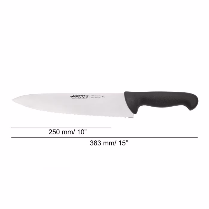 Arcos Cuchillo Cocinero Color Negro Serie 2900 250 Mm