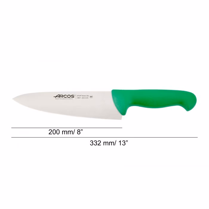 Arcos Cuchillo Cocinero Color Verde Serie 2900 200 Mm