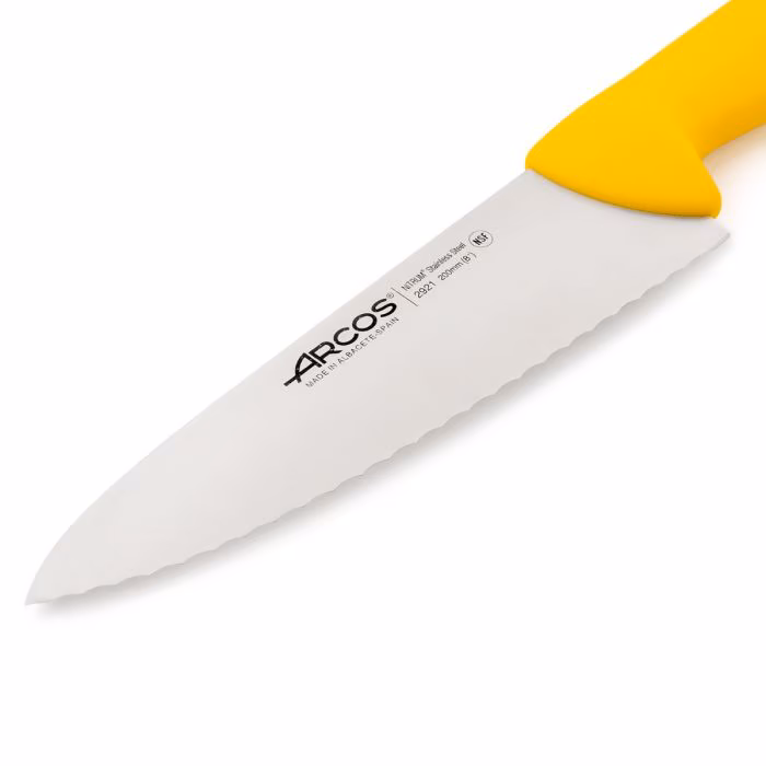Arcos Cuchillo Cocinero De Filo Serrado Color Amarillo Serie 2900 200 Mm