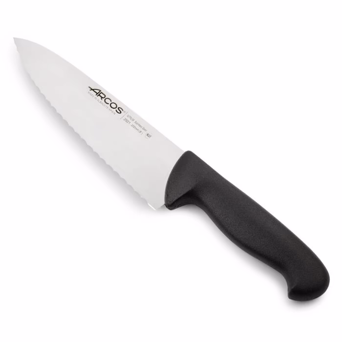 Arcos Cuchillo Cocinero Filo Serrado Color negro Serie 2900 200 mm