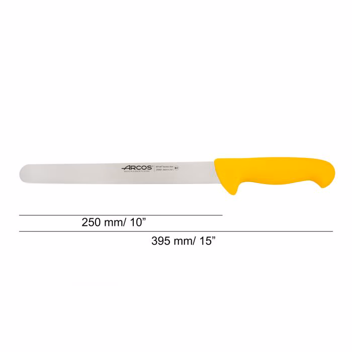 Arcos Cuchillo Fiambre Color Amarillo Serie 2900 250 Mm