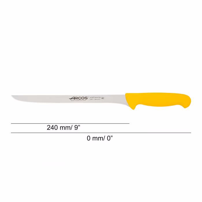 Arcos Cuchillo Jamonero Color Amarillo Serie 2900 240 Mm