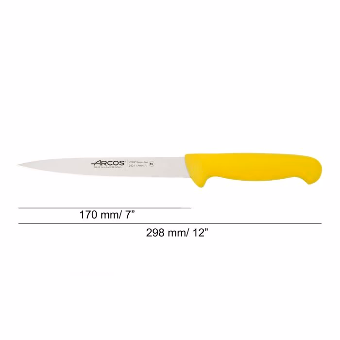 Arcos Cuchillo Lenguado Color Amarillo Serie 2900 170 Mm