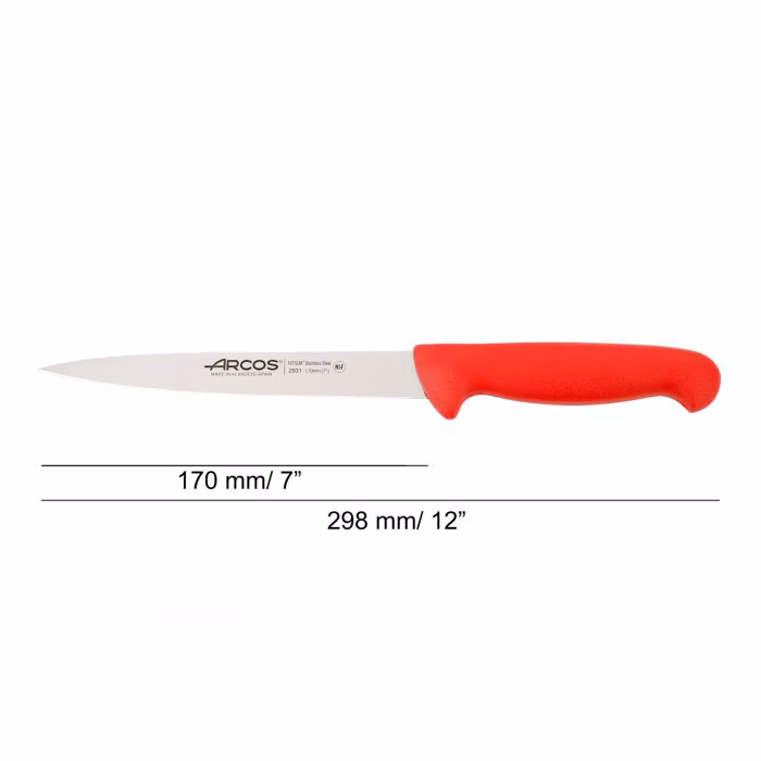 Arcos Cuchillo Lenguado Color Rojo Serie 2900 170 Mm