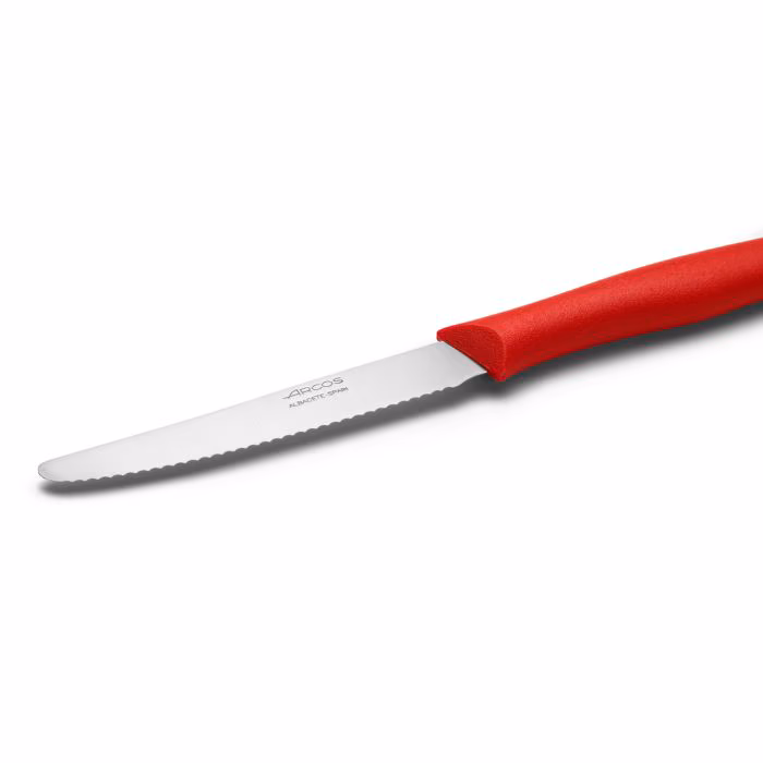 Arcos Cuchillo Mesa Color Rojo Con Sierra Serie Nova 110 Mm