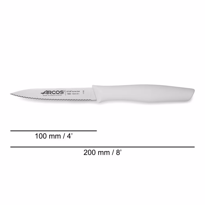 Arcos Cuchillo Mondador Color Blanco Perlado Serie Nova 100 Mm