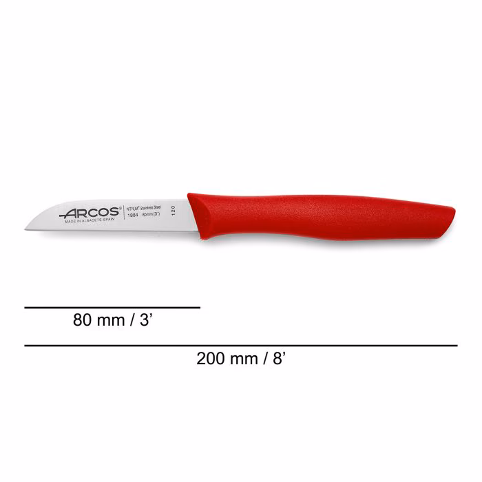 Arcos Cuchillo Mondador Color Rojo Serie Nova 80 Mm